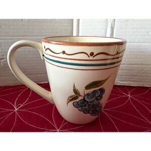 Around the Orchard HOME Grape Cluster Ceramic Coffee Mug Ivory Farmhouse 4.5in